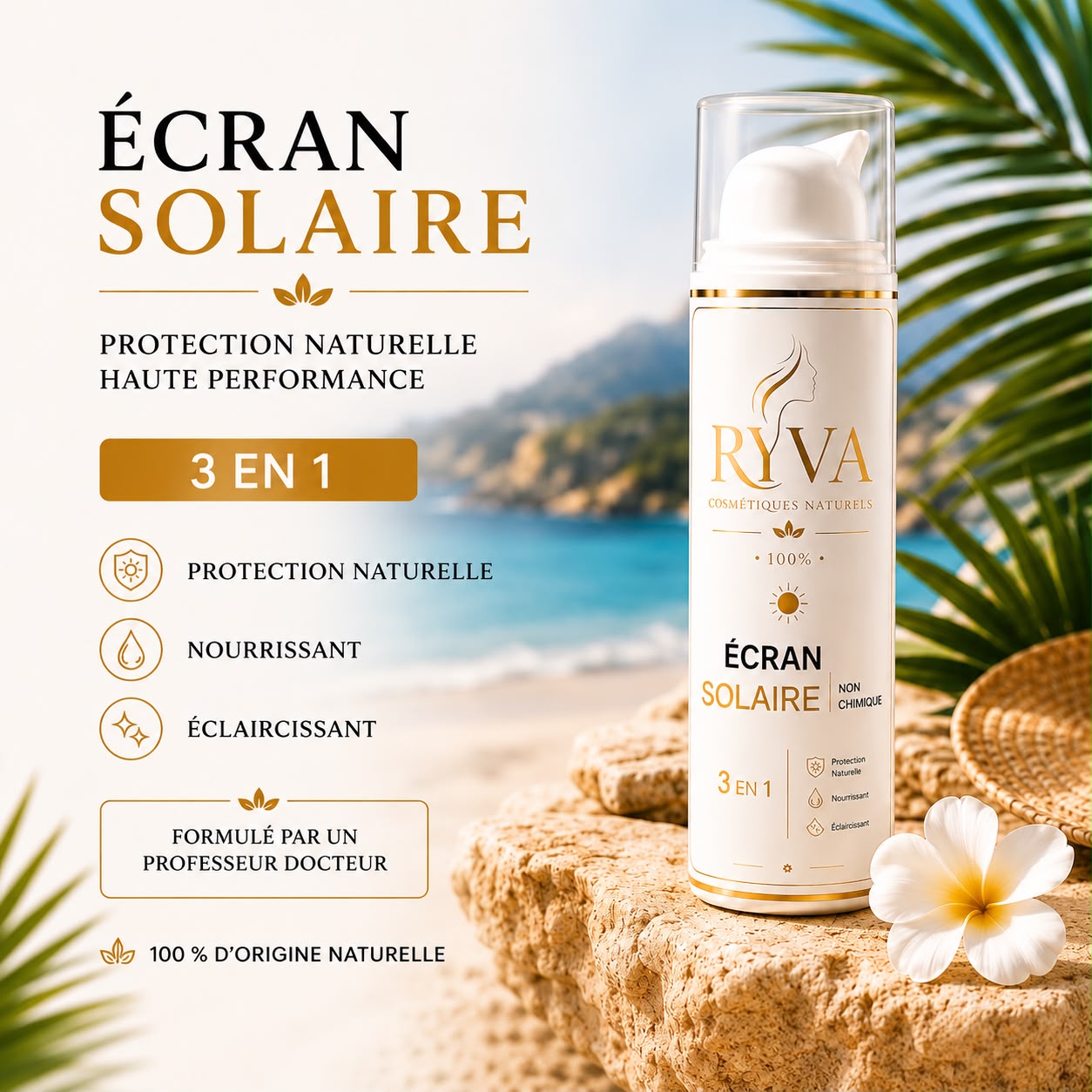 RYVA Écran Solaire Naturel 3 en 1
