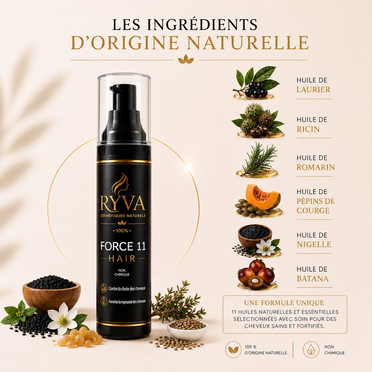 FORCE 11 HAIR – Huile Capillaire Aux 11 Huiles Naturelles